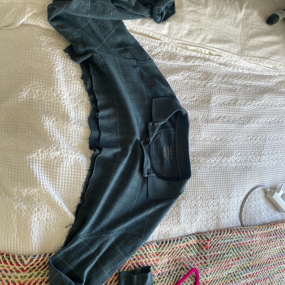 Vintage Cropped flannel quarter button up